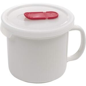 Goodcook Ceramic Mug with Vented lid, 1 Count (Pack of 1), White